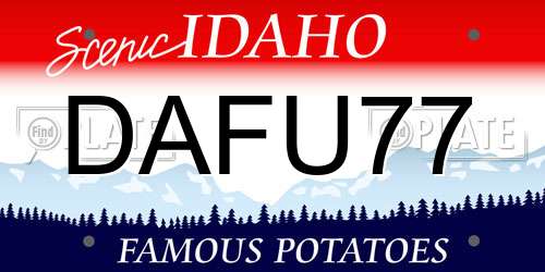 DAFU77 Idaho License Plate
