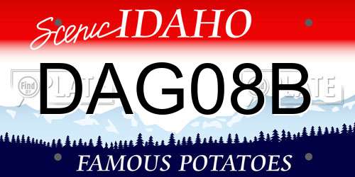 DAG08B Idaho License Plate