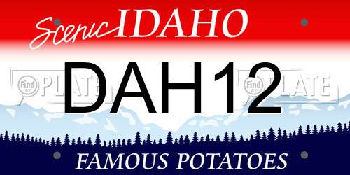 DAH12 Idaho License Plate
