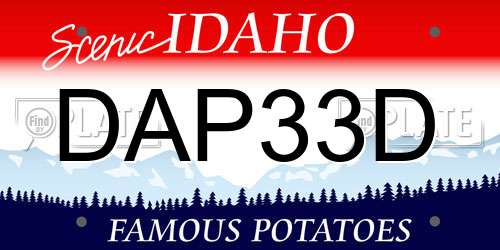 DAP33D Idaho License Plate