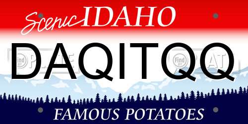 DAQITQQ Idaho License Plate