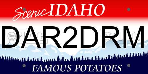 DAR2DRM Idaho License Plate