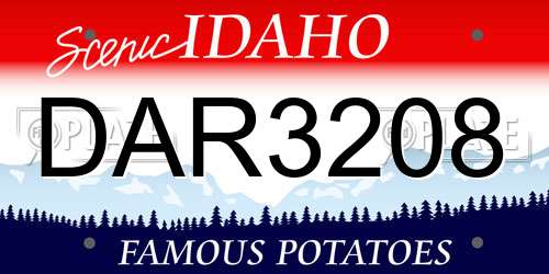 DAR3208 Idaho License Plate