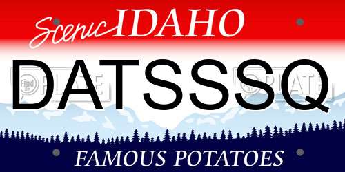 DATSSSQ Idaho License Plate