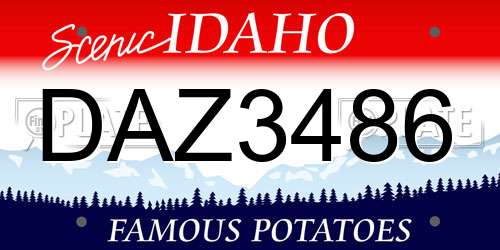 DAZ3486 Idaho License Plate