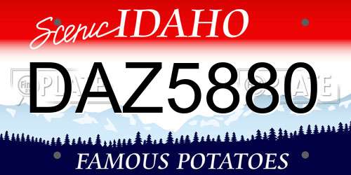 DAZ5880 Idaho License Plate