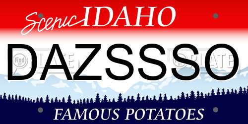 DAZSSSO Idaho License Plate