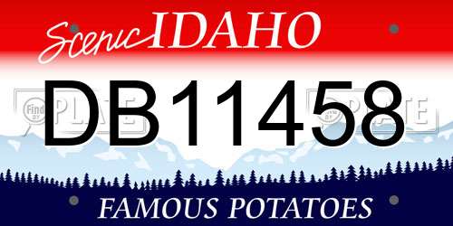 DB11458 Idaho License Plate