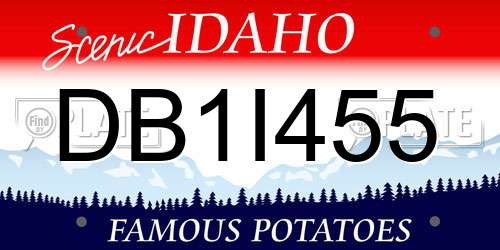 DB1I455 Idaho License Plate