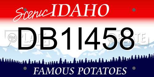 DB1I458 Idaho License Plate