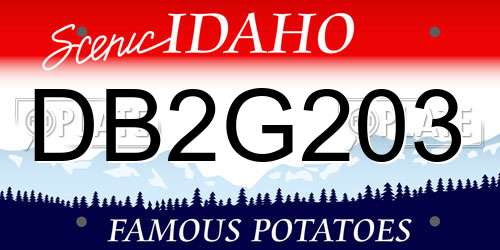 DB2G203 Idaho License Plate