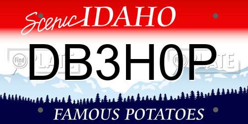 DB3H0P Idaho License Plate