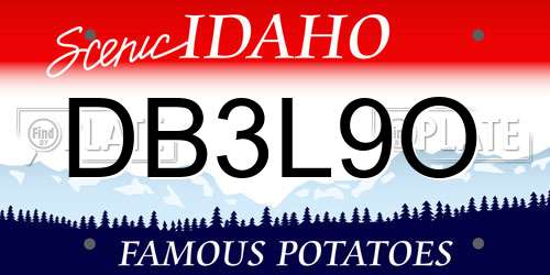 DB3L9O Idaho License Plate