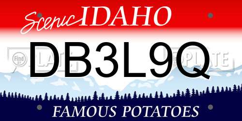 DB3L9Q Idaho License Plate