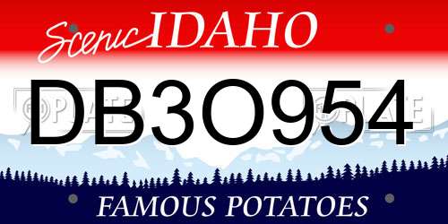 DB3O954 Idaho License Plate
