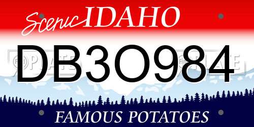 DB3O984 Idaho License Plate