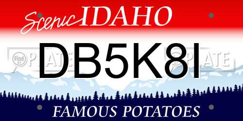 DB5K8I Idaho License Plate