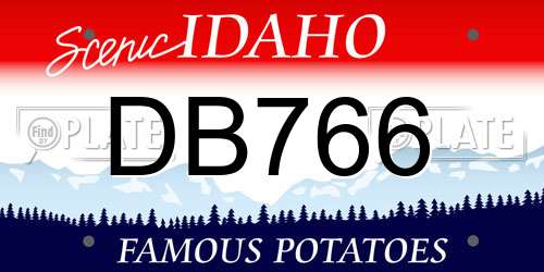 DB766 Idaho License Plate