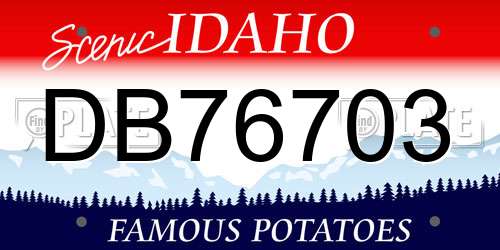 DB76703 Idaho License Plate