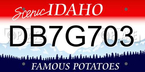 DB7G703 Idaho License Plate