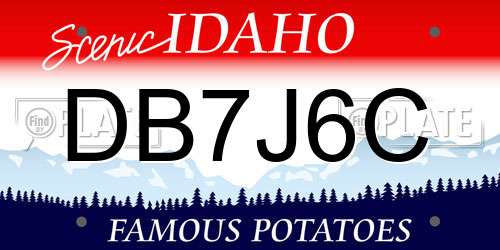 DB7J6C Idaho License Plate