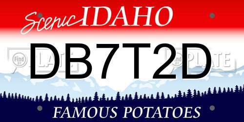 DB7T2D Idaho License Plate