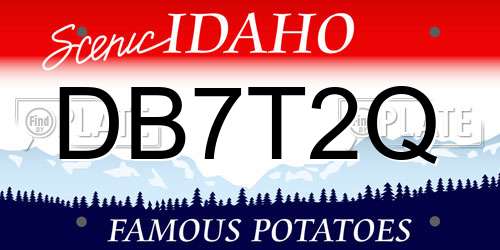 DB7T2Q Idaho License Plate
