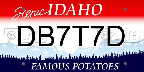 DB7T7D Idaho License Plate