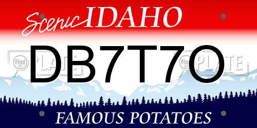 DB7T7O Idaho License Plate