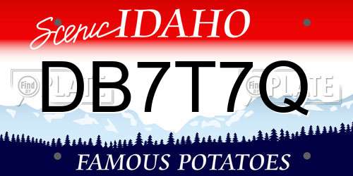 DB7T7Q Idaho License Plate