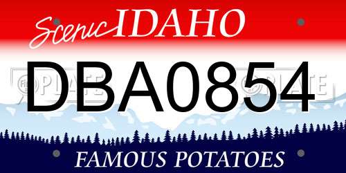 DBA0854 Idaho License Plate