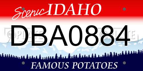 DBA0884 Idaho License Plate