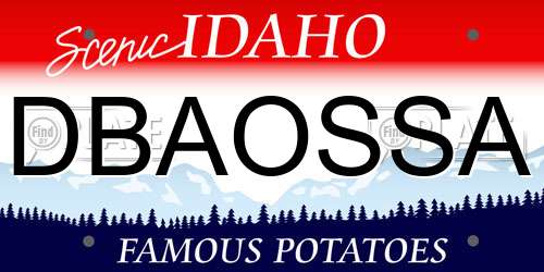 DBAOSSA Idaho License Plate
