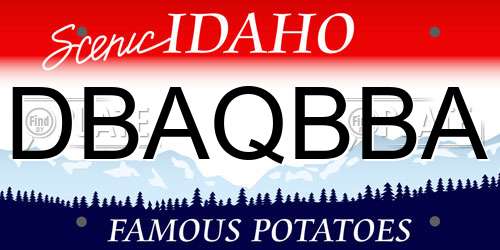 DBAQBBA Idaho License Plate