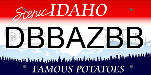 DBBAZBB Idaho License Plate