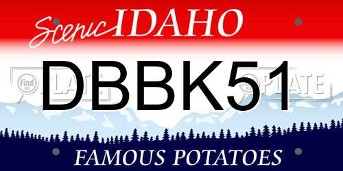 DBBK51 Idaho License Plate