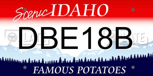 DBE18B Idaho License Plate