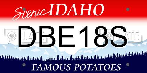 DBE18S Idaho License Plate