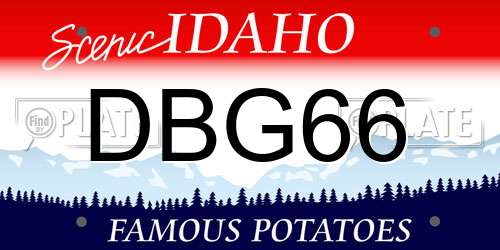 DBG66 Idaho License Plate