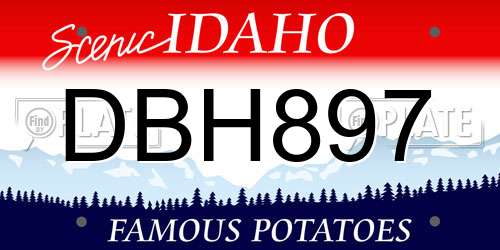 DBH897 Idaho License Plate
