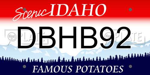 DBHB92 Idaho License Plate