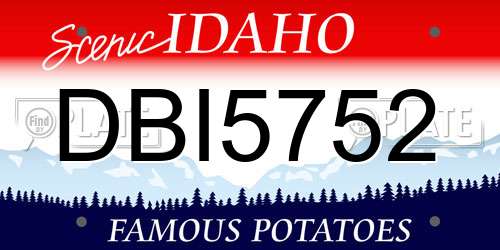 DBI5752 Idaho License Plate