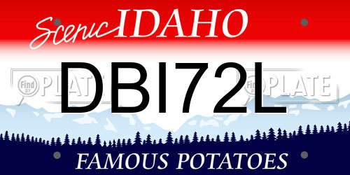DBI72L Idaho License Plate