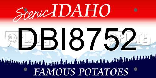 DBI8752 Idaho License Plate