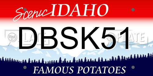 DBSK51 Idaho License Plate