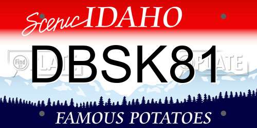 DBSK81 Idaho License Plate