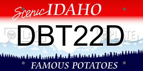 DBT22D Idaho License Plate