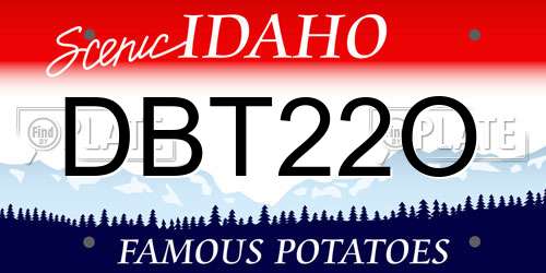 DBT22O Idaho License Plate