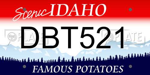 DBT521 Idaho License Plate
