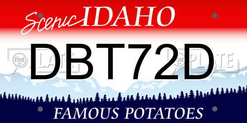 DBT72D Idaho License Plate